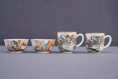 Twee paar fijne Chinese famille rose koppen en schotels, Yongzheng/Qianlong